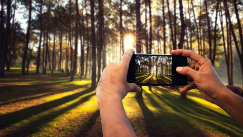 person taking smartphone picture