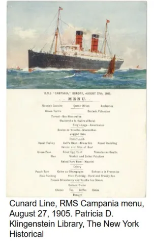 Cunard menu
